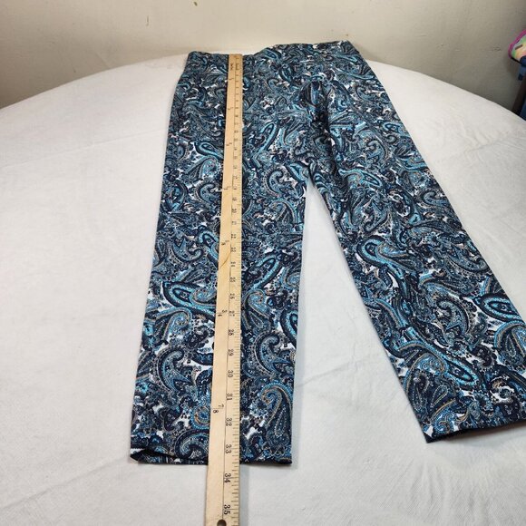 Michael Kors Women Size 2  Flat Front Straight Leg Stretch Capri Pants Blue--19 - Picture 7 of 11